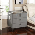 Smart Three-Drawer Bedside Cabinet - Dark Grey with Bluetooth Speaker & Wireless Charging
