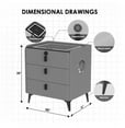 Smart Three-Drawer Bedside Cabinet - Dark Grey with Bluetooth Speaker & Wireless Charging