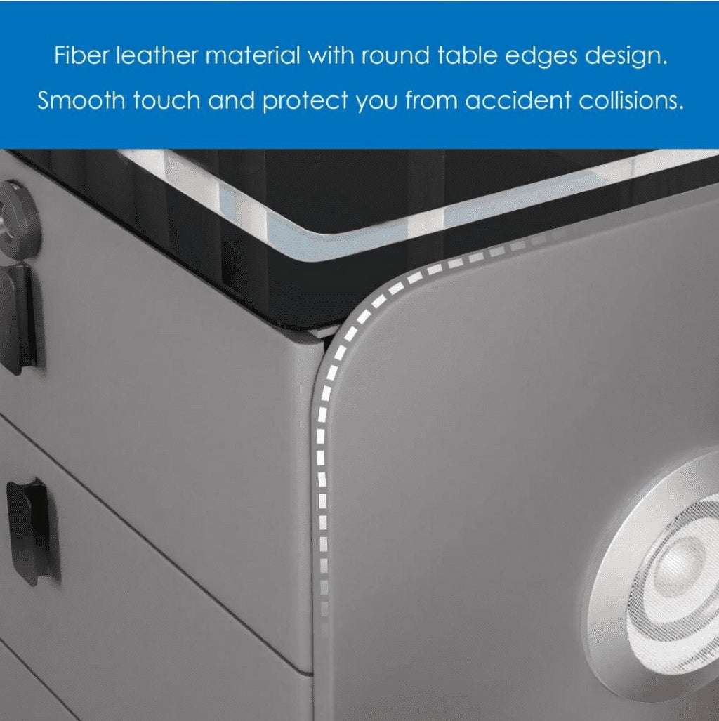 Smart Three-Drawer Bedside Cabinet - Dark Grey with Bluetooth Speaker & Wireless Charging
